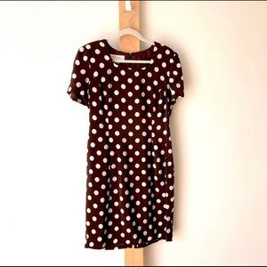 Maggy London brown silk polka dot dress